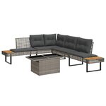 vidaXL Salon de jardin avec coussins 2Pièces gris résine tressée et verre