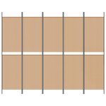 vidaXL Paravent 5 panneaux Beige 250 x 200 cm Tissu