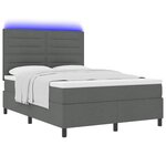 vidaXL Lit à ressorts avec matelas Gris foncé 140 x 200 cm tissu