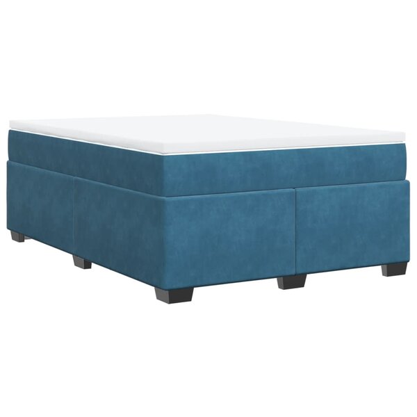 vidaXL Sommier à lattes de lit et matelas Bleu foncé 160x200cm Velours