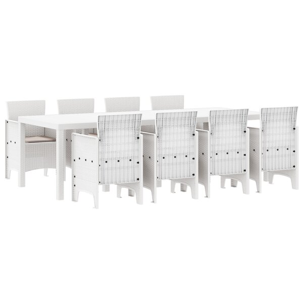 vidaXL Ensemble de Salle à Manger de Jardin 9 Pièces avec Coussins Gris Clair Poly Rattan