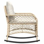 vidaXL Chaise à bascule de jardin avec coussins beige résine tressée