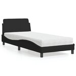 vidaXL Lit avec matelas noir 90x190 cm tissu