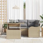 vidaXL Ensemble de canapé de jardin 5 Pièces Beige Poly Rattan