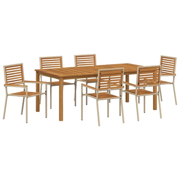 vidaXL Ensemble de salle à manger pour jardin 7 Pièces Beige Poly rotin