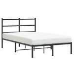 vidaXL Cadre de lit métal sans matelas avec tête de lit noir 120x190cm