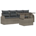 vidaXL Canapés de jardin 5 pièces avec coussins gris en poly rotin