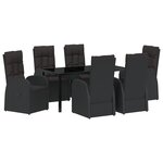 vidaXL Ensemble de Salle à Manger de Jardin 7 Pièces avec Coussins - Rattan Poly Noir