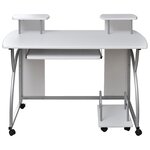 Bureau table poste de travail meuble d'ordinateur informatique étude d'ordinateur 110 x 52 x 88 5 cm bois d’ingénierie blanc 02_0023710