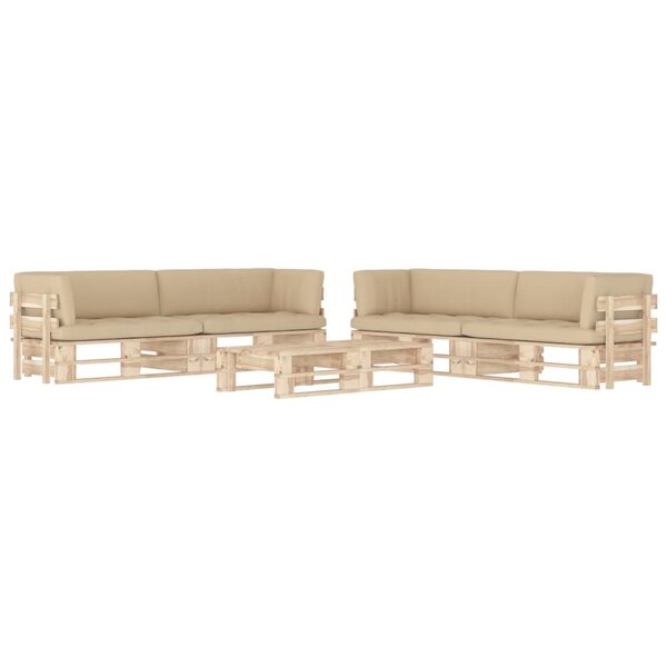 Salon de jardin meuble d'extérieur ensemble de mobilier palette 6 pièces avec coussins bois de pin imprégné 02_0018482