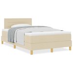 vidaXL Lit boxspring avec matelas Crème 120 x 200 cm tissu