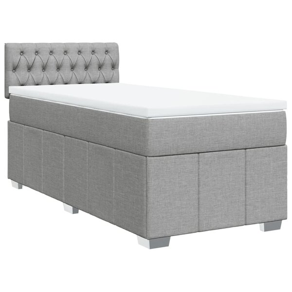 vidaXL Sommier à lattes de lit avec matelas Gris clair 100x200cm Tissu