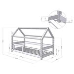 Lit cabane enfant TERY 80 x 180 gris clair