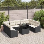 vidaXL Ensemble de canapé de jardin avec coussin 10 Pièces Noir et Crème