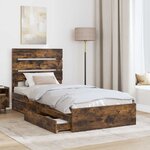 vidaXL Lit de Rangement Chêne fumé 100 x 200 cm Bois d'ingénierie