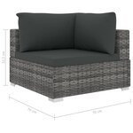 vidaXL Salon de jardin 4 Pièces avec coussins Résine tressée Gris