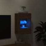 vidaXL Meuble TV mural avec lumières LED chêne marron 40x30x60 5 cm