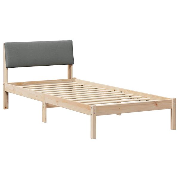 vidaXL Cadre de lit avec tête de lit marron et gris foncé 90 x 190 cm