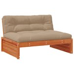 vidaXL Sofa de jardin milieu Pin massif Brun Ciré