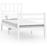 vidaXL Cadre de lit Blanc 75x190 cm Petit simple Bois massif