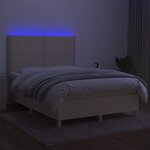vidaXL Sommier à lattes de lit et matelas et LED Crème 140x190cm Tissu