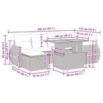 vidaXL Salon de jardin avec coussins 7Pièces marron résine tressée acacia