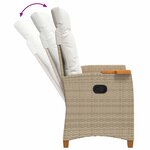 vidaXL Chaise inclinable avec plateau à thé 62 x 64 x 112 cm polyrotin