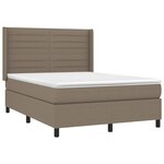 vidaXL Sommier à lattes de lit matelas et LED Taupe 140x190 cm Tissu