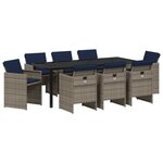 vidaXL Ensemble de Salle à Manger de Jardin 9 Pièces avec Coussins en Rotin Gris