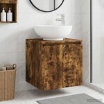 vidaXL Vanité de lavabo mural Chêne fumé 49 5 x 44 5 x 65 cm