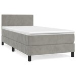 vidaXL Sommier à lattes de lit et matelas Gris clair 90x200 cm Velours