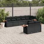vidaXL Salon de jardin 8 Pièces avec coussins noir résine tressée