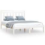vidaXL Cadre de lit Blanc Bois massif 150x200 cm Très grand