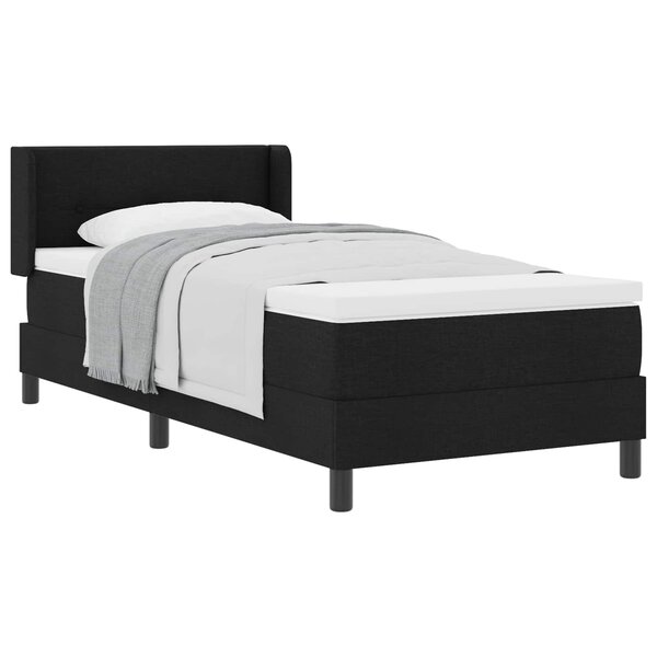 vidaXL Lit à ressorts avec tête de lit Noir 200 x 90 cm tissu