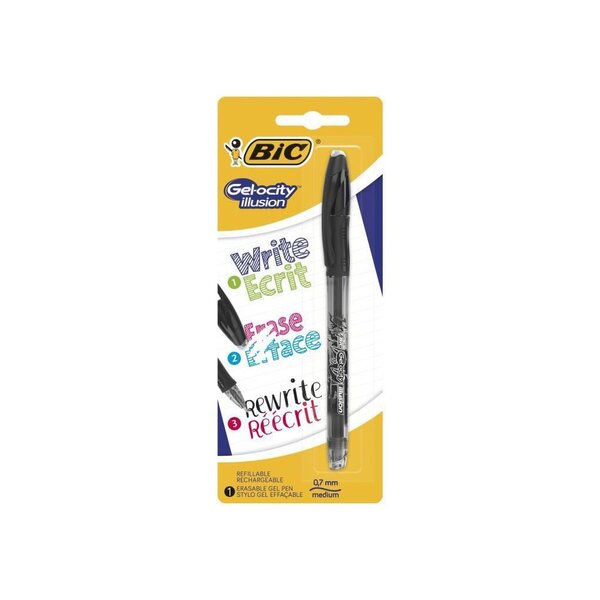 BIC - Stylo roller encre gel effaçable Gelocity Illusion - Noir