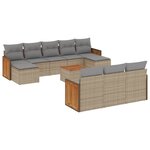 vidaXL Salon de jardin 11 Pièces avec coussins beige résine tressée