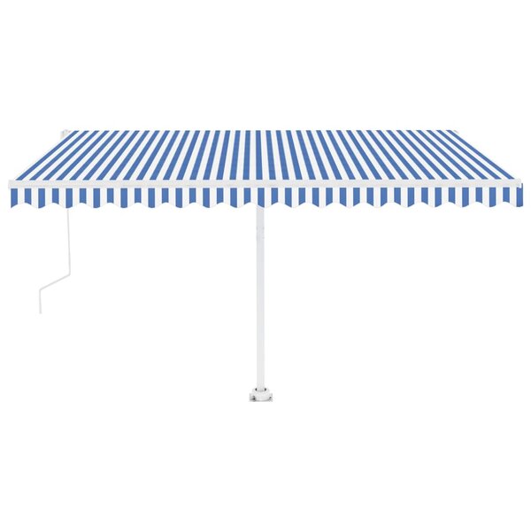vidaXL Auvent automatique capteur de vent LED 450x350 cm Bleu et blanc