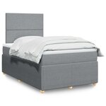 vidaXL Sommier à lattes de lit et matelas gris clair 120x190 cm tissu