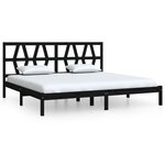 vidaXL Cadre de lit sans matelas noir bois massif 200x200 cm