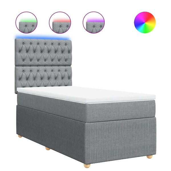 vidaXL Sommier à lattes de lit et matelas Gris clair 90x190 cm Tissu