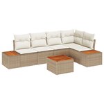 Ensemble de Canapés de Jardin vidaXL 6 Pièces avec Coussins Beige Poly Rotin Acacia