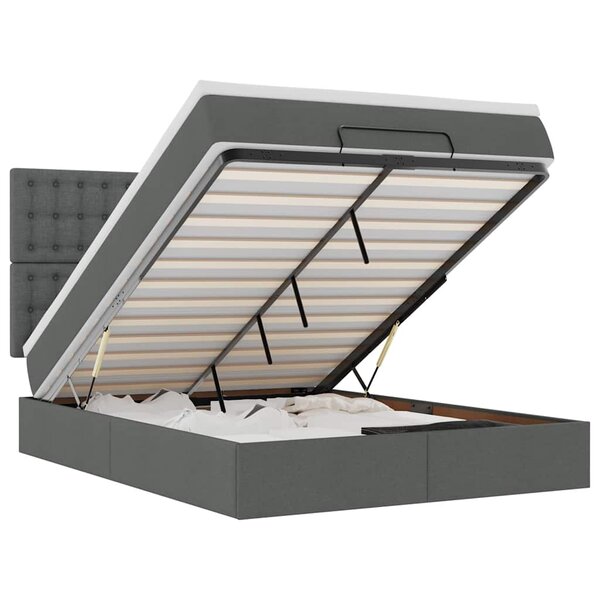 VidaXL Cadre de lit ottoman avec matelas gris foncé 140x200 cm tissu