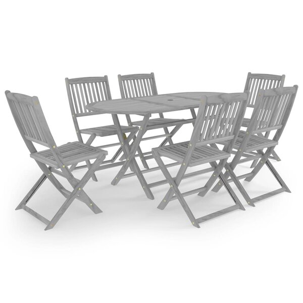 vidaXL Ensemble à manger de jardin 7 Pièces Bois d'acacia massif Gris