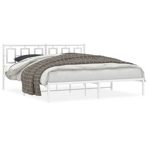 vidaXL Cadre de lit métal sans matelas et tête de lit blanc 183x213 cm