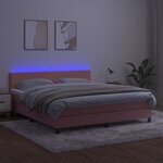 vidaXL Sommier à lattes de lit avec matelas LED Rose 160x200cm Velours