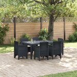 vidaXL Ensemble de salle à manger de jardin 7 pièces avec coussins en poly rotin noir