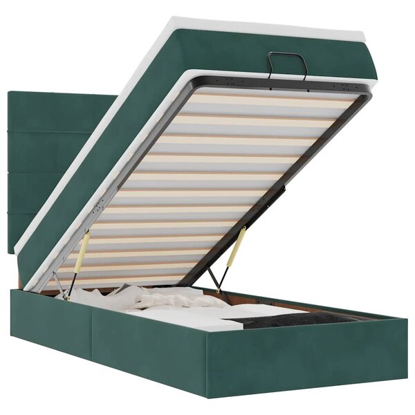vidaXL Cadre de lit ottoman avec matelas vert foncé 90x190 cm velours