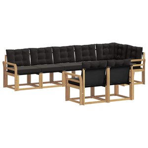 vidaXL Ensemble de canapés d'extérieur 8 Pièces Blanc et noir