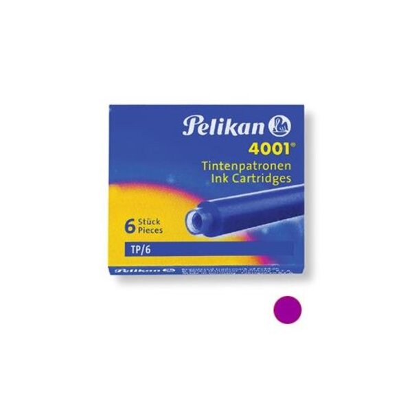 Etui de 6 cartouches d'encre 4001 TP/6 Violet PELIKAN