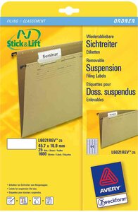 Stick+lift étiquettes pour dossiers suspend avery zweckform